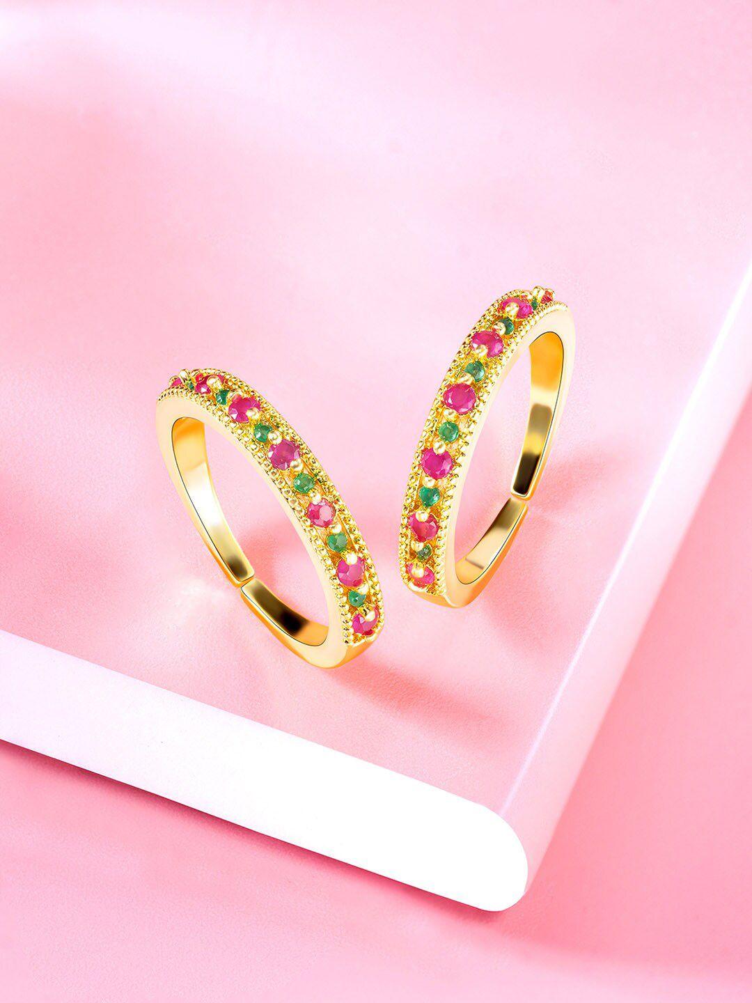 peora gold-plated cz-studded toe rings