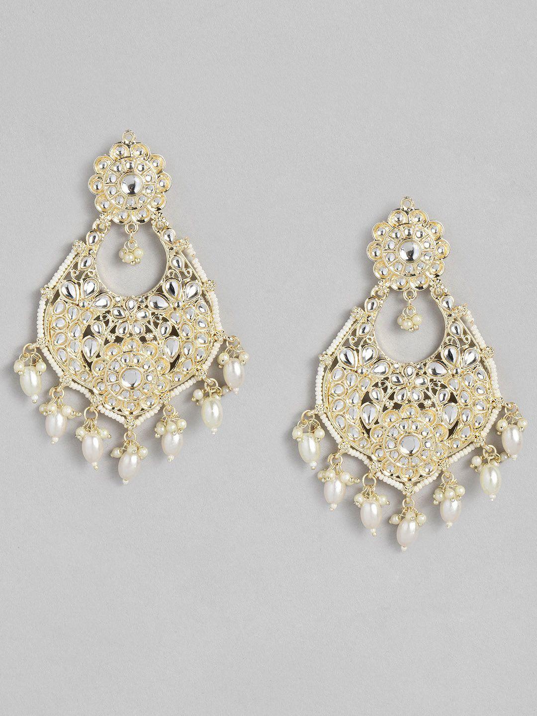 peora gold-plated kundan contemporary chandbalis