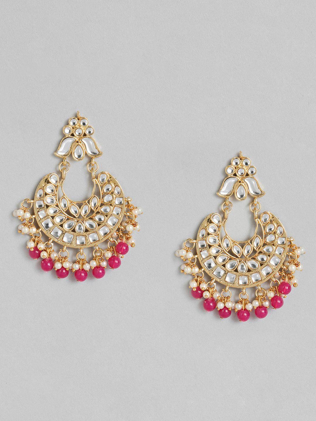 peora gold-plated kundan contemporary chandbalis