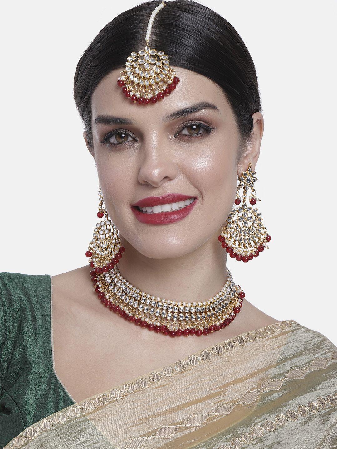 peora gold-plated kundan jewellery set