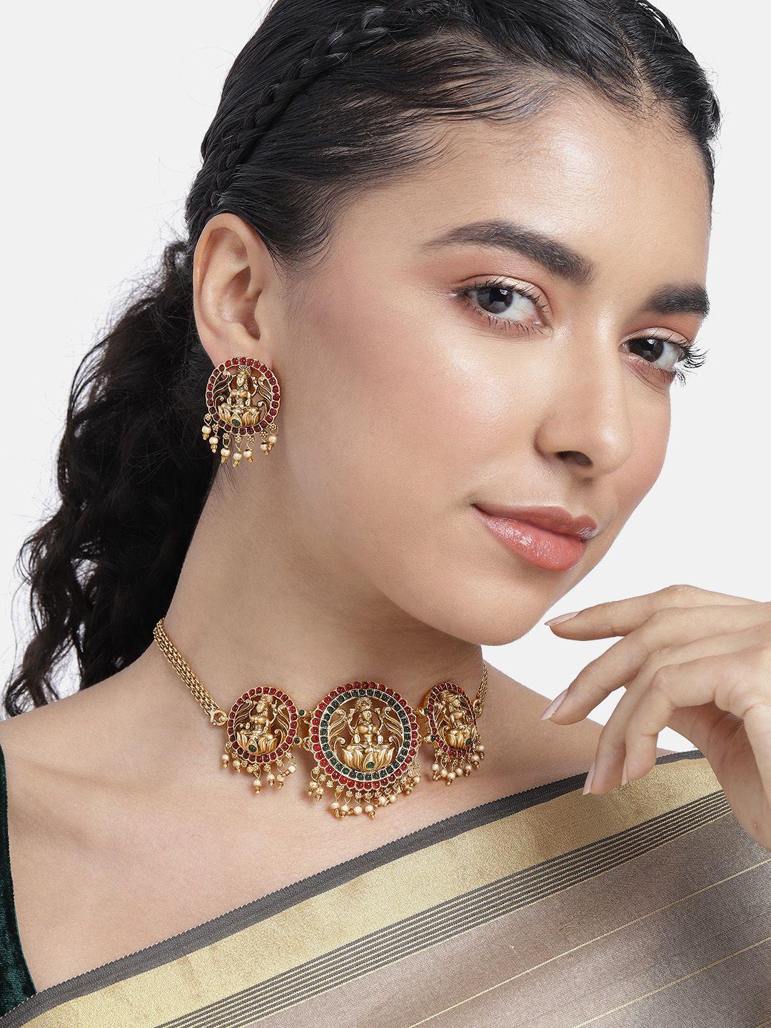 peora gold-plated kundan jewellery set