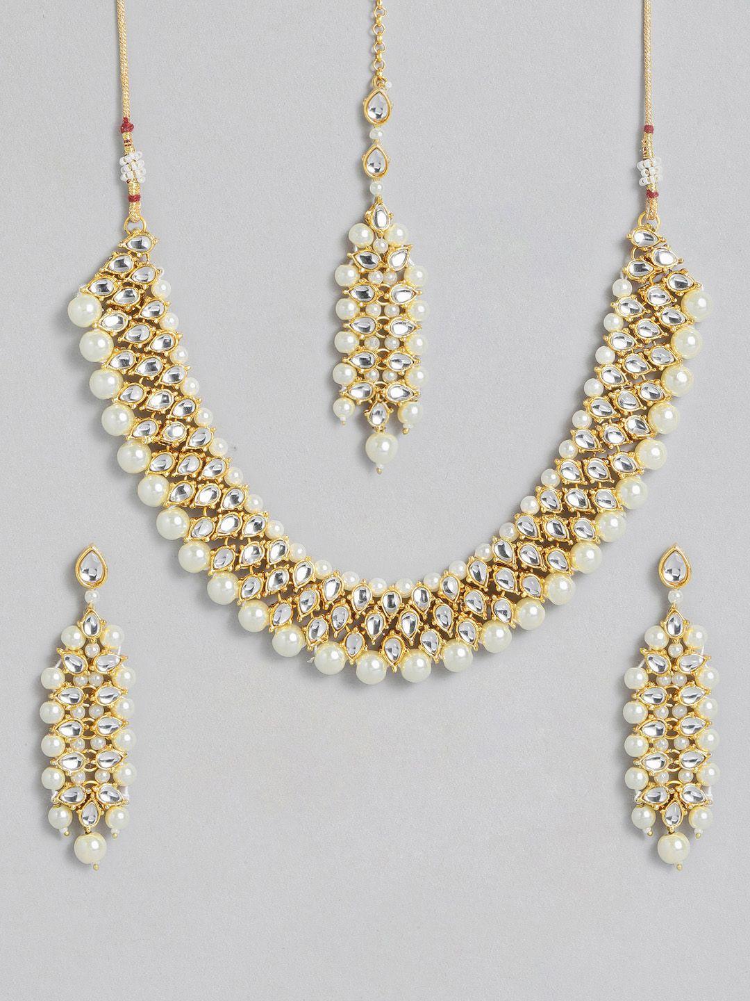 peora gold-plated kundan-studded jewellery set