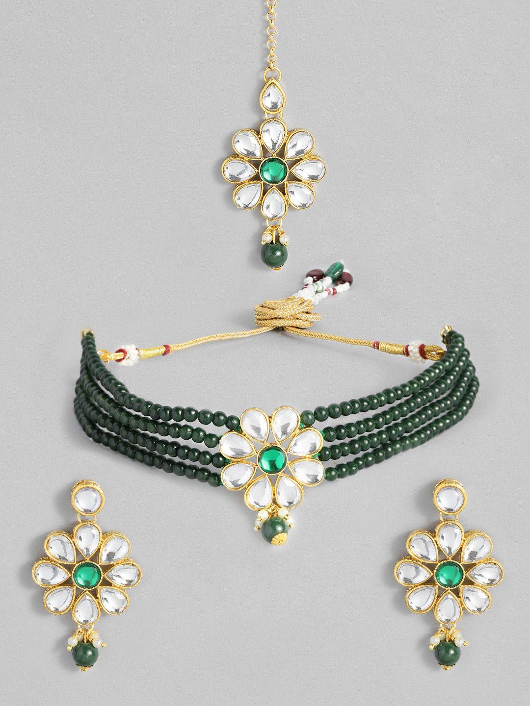 peora gold-plated kundan-studded jewellery set