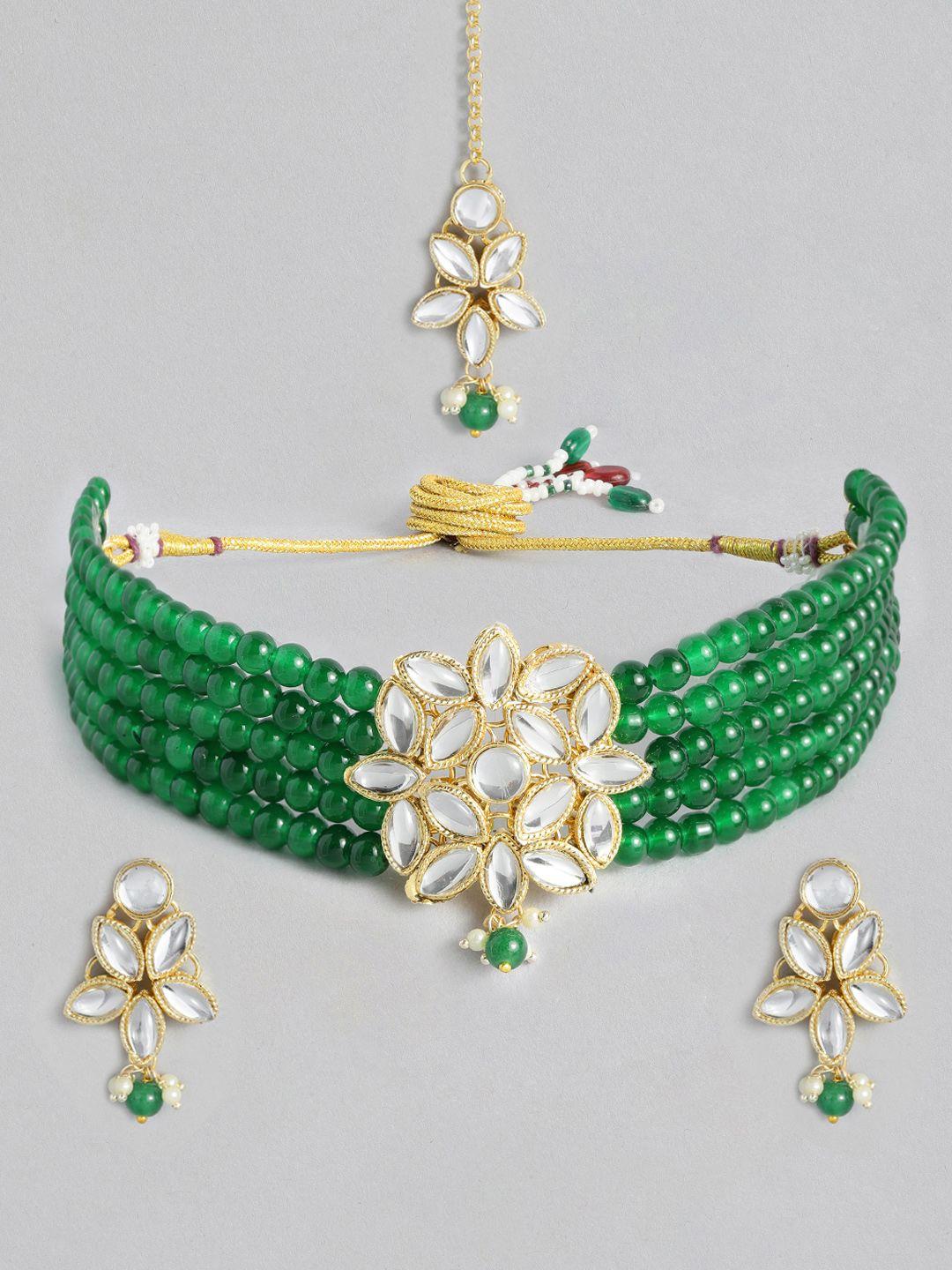 peora gold-plated kundan-studded jewellery set