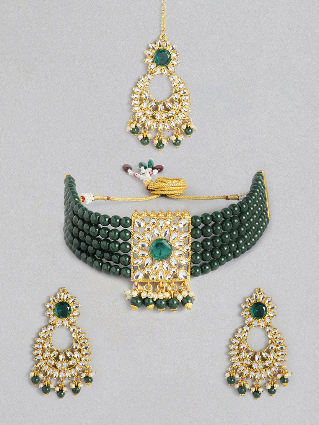 peora gold-plated kundan-studded jewellery set