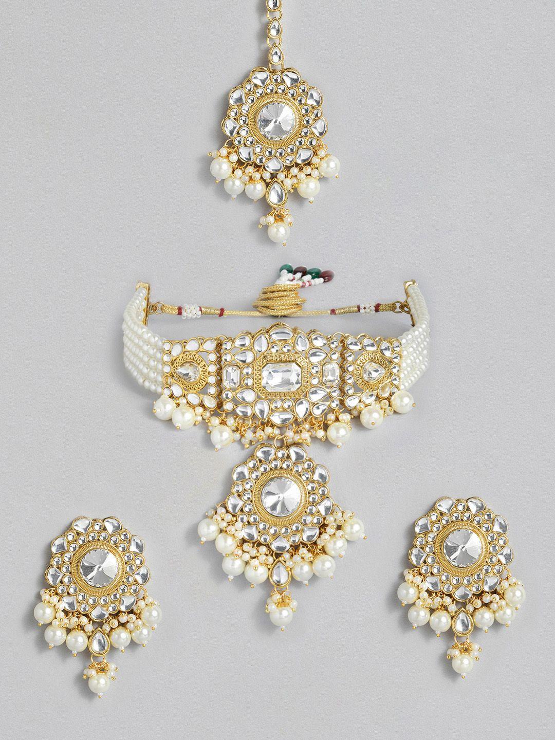 peora gold-plated kundan-studded jewellery set