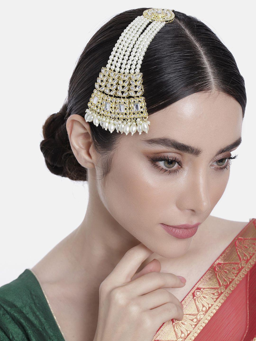 peora gold-plated kundan studded jhumar passa