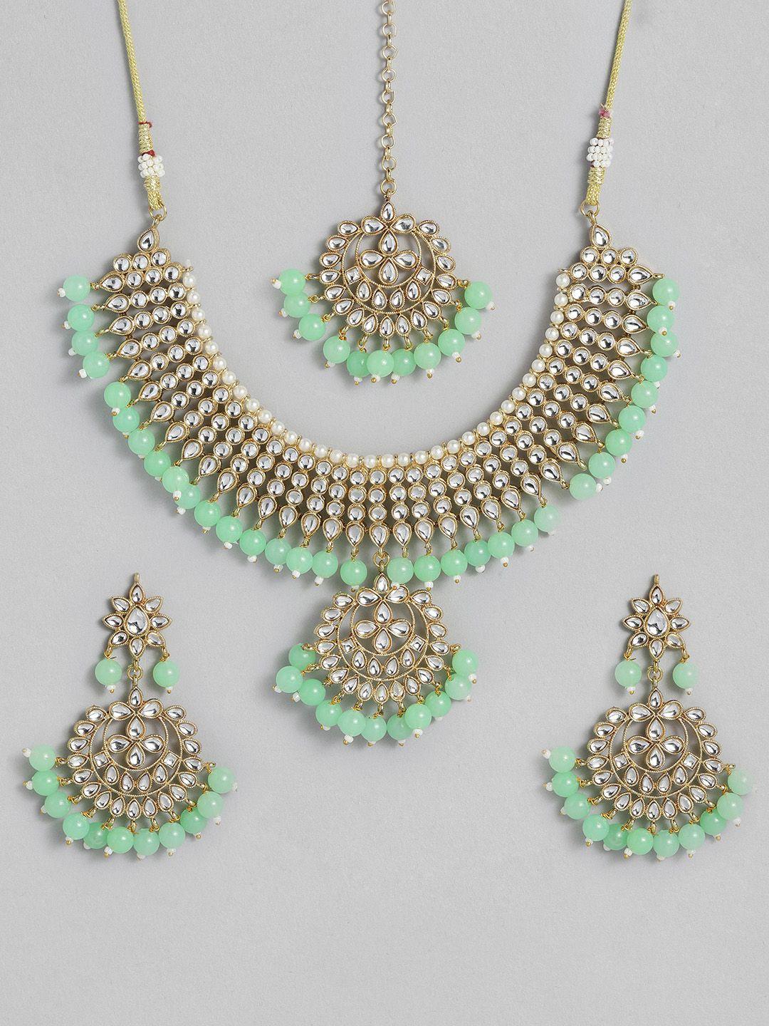 peora gold-plated pearl kundan choker necklace jewellery set