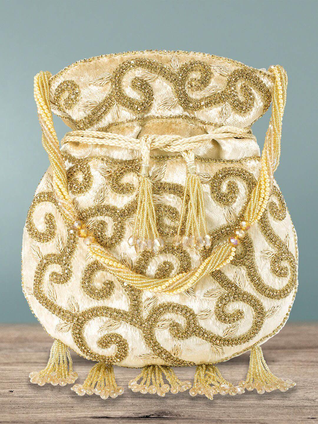 peora gold-toned embellished potli clutch