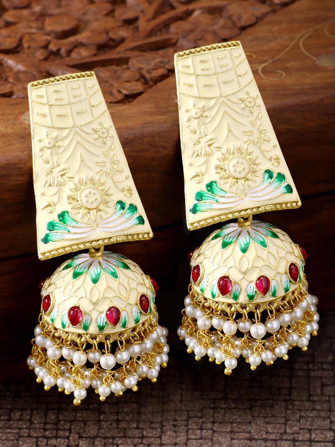 peora gold-toned geometric jhumkas