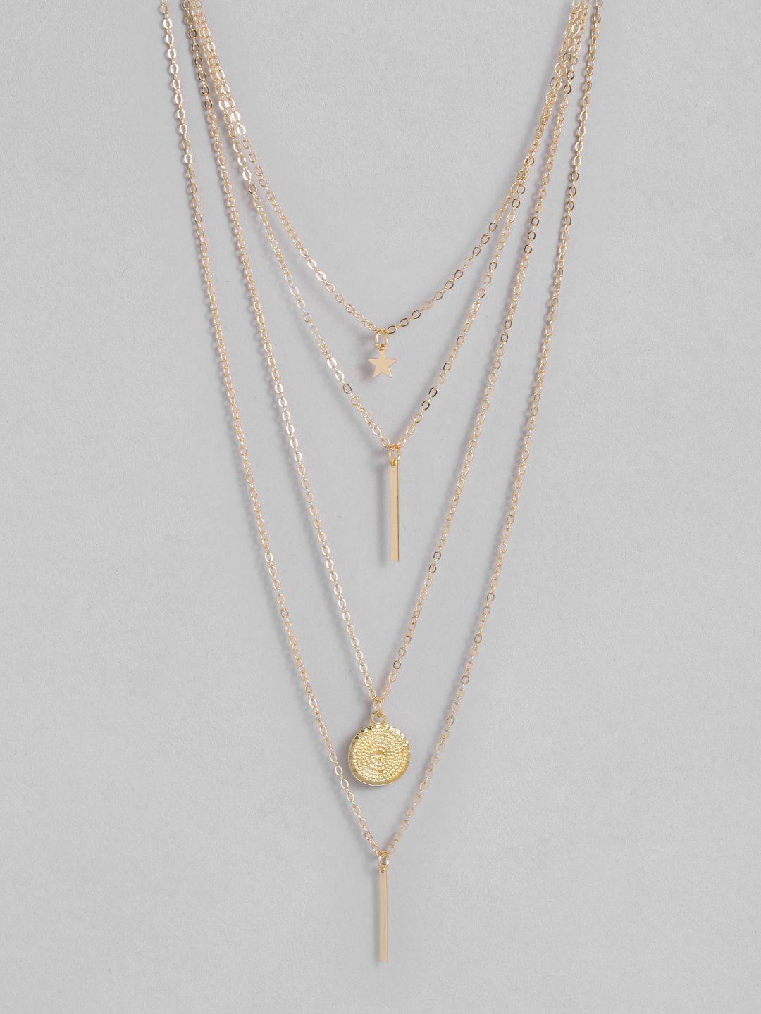 peora gold toned star bar pendant multi layered necklace