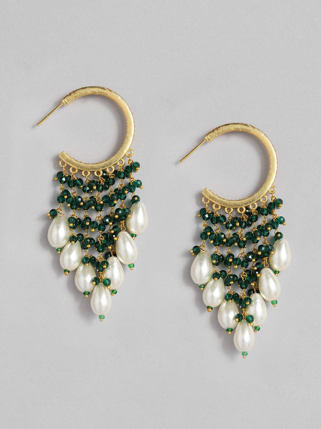 peora green & white contemporary hoop earrings