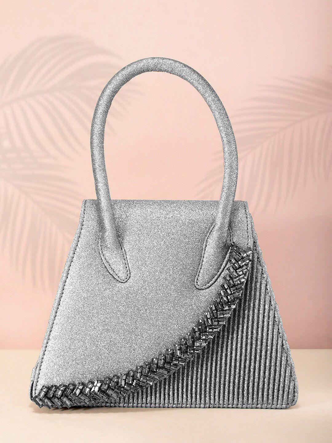 peora grey embellished structured satchel