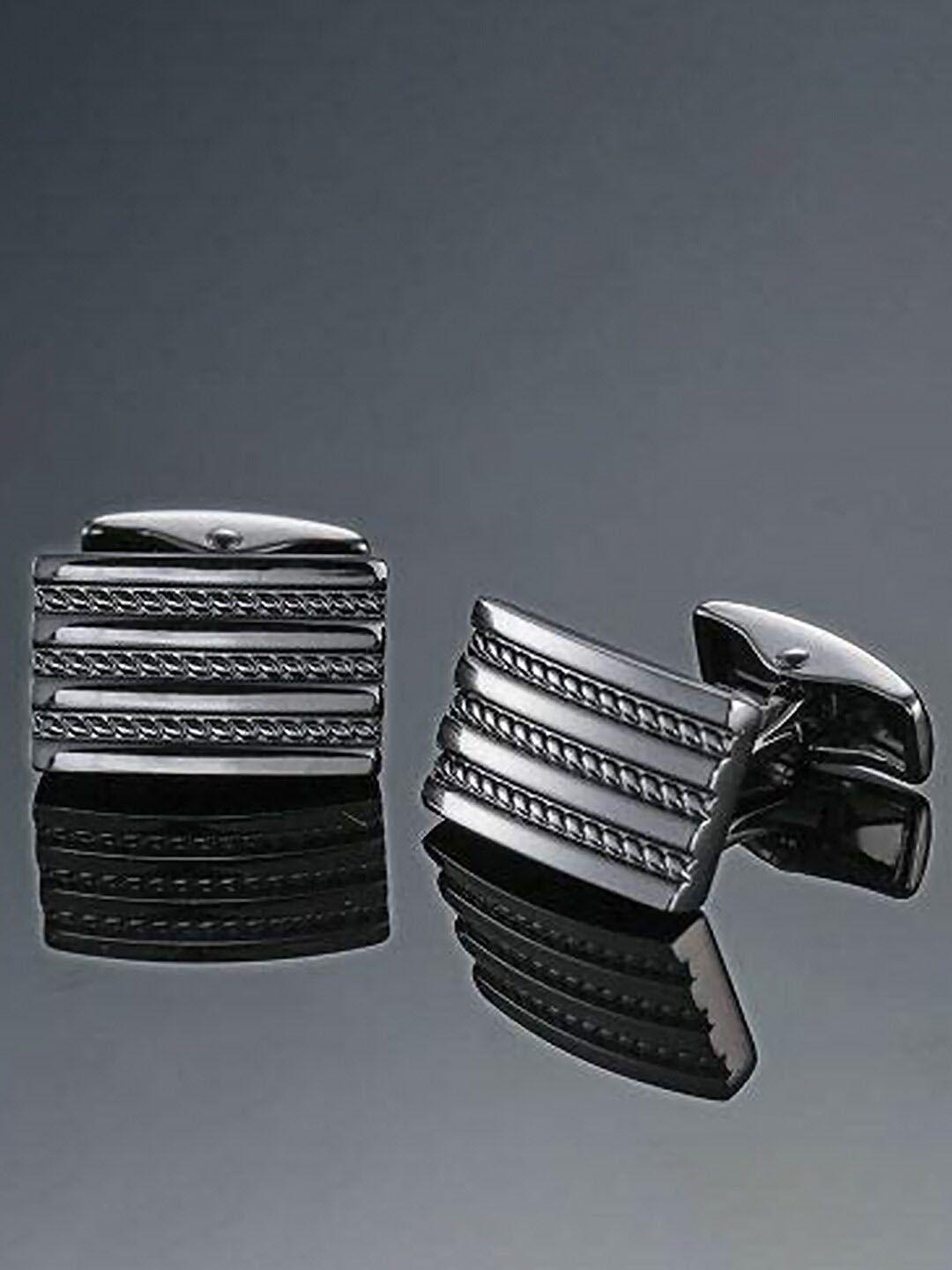 peora men silver-plated textured cufflinks