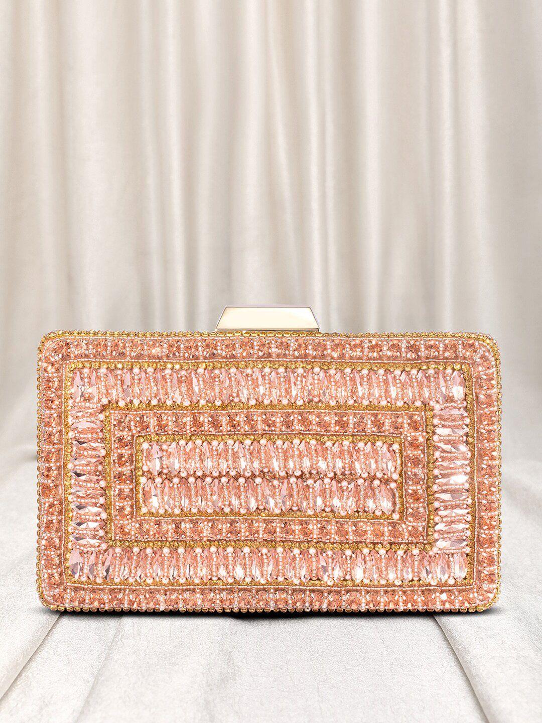 peora rose gold embellished box clutch