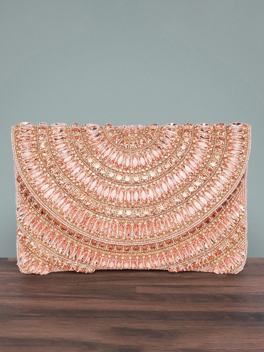 peora rose gold embroidered purse clutch