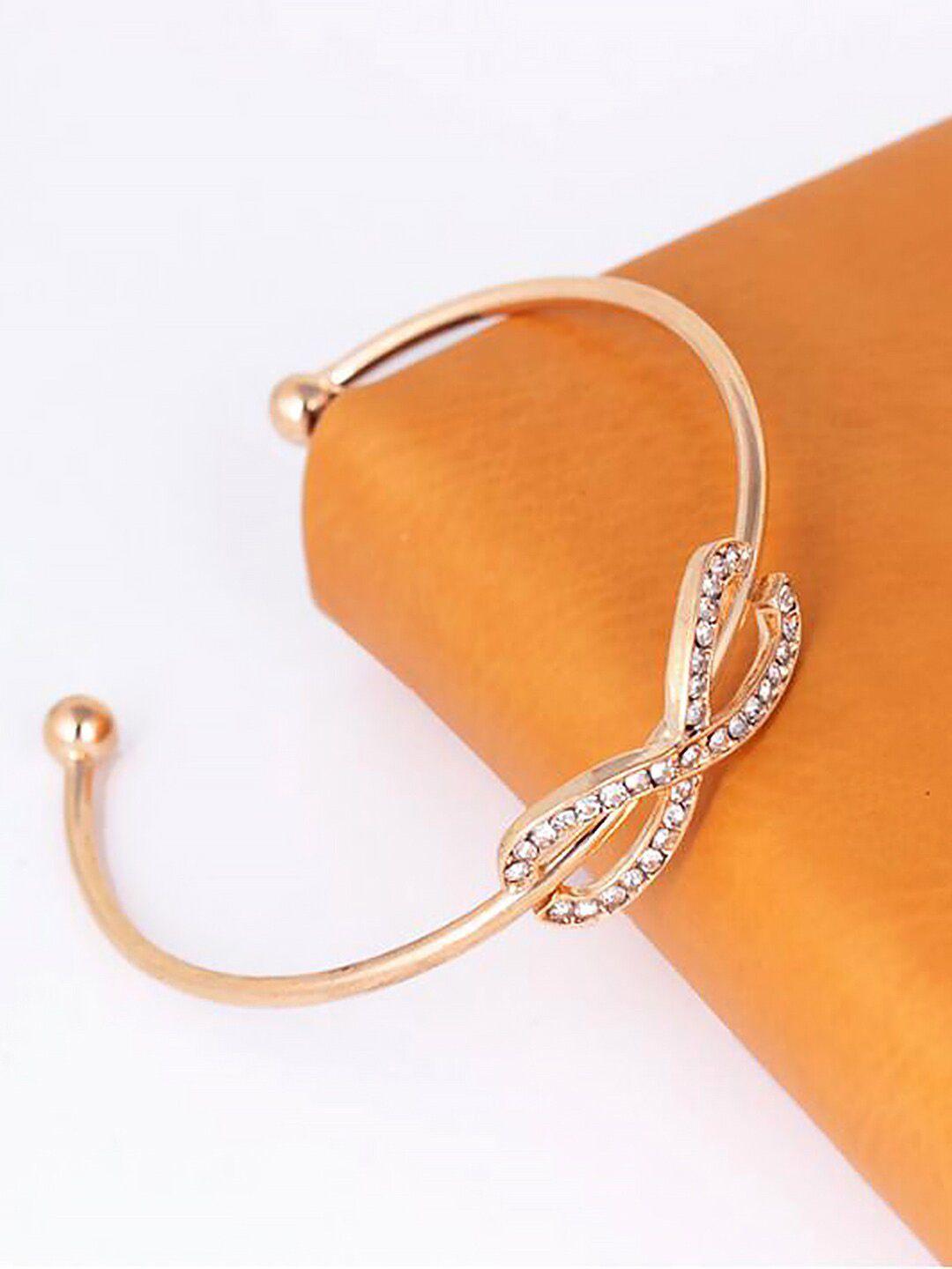 peora rose gold-plated american diamond cuff bracelet