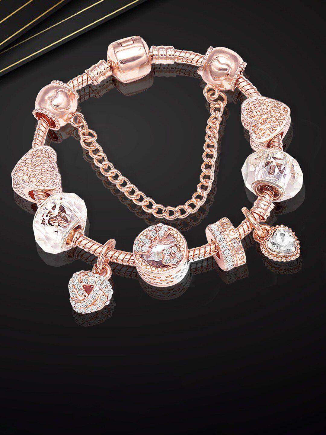 peora rose gold-plated cubic zirconia charm bracelet