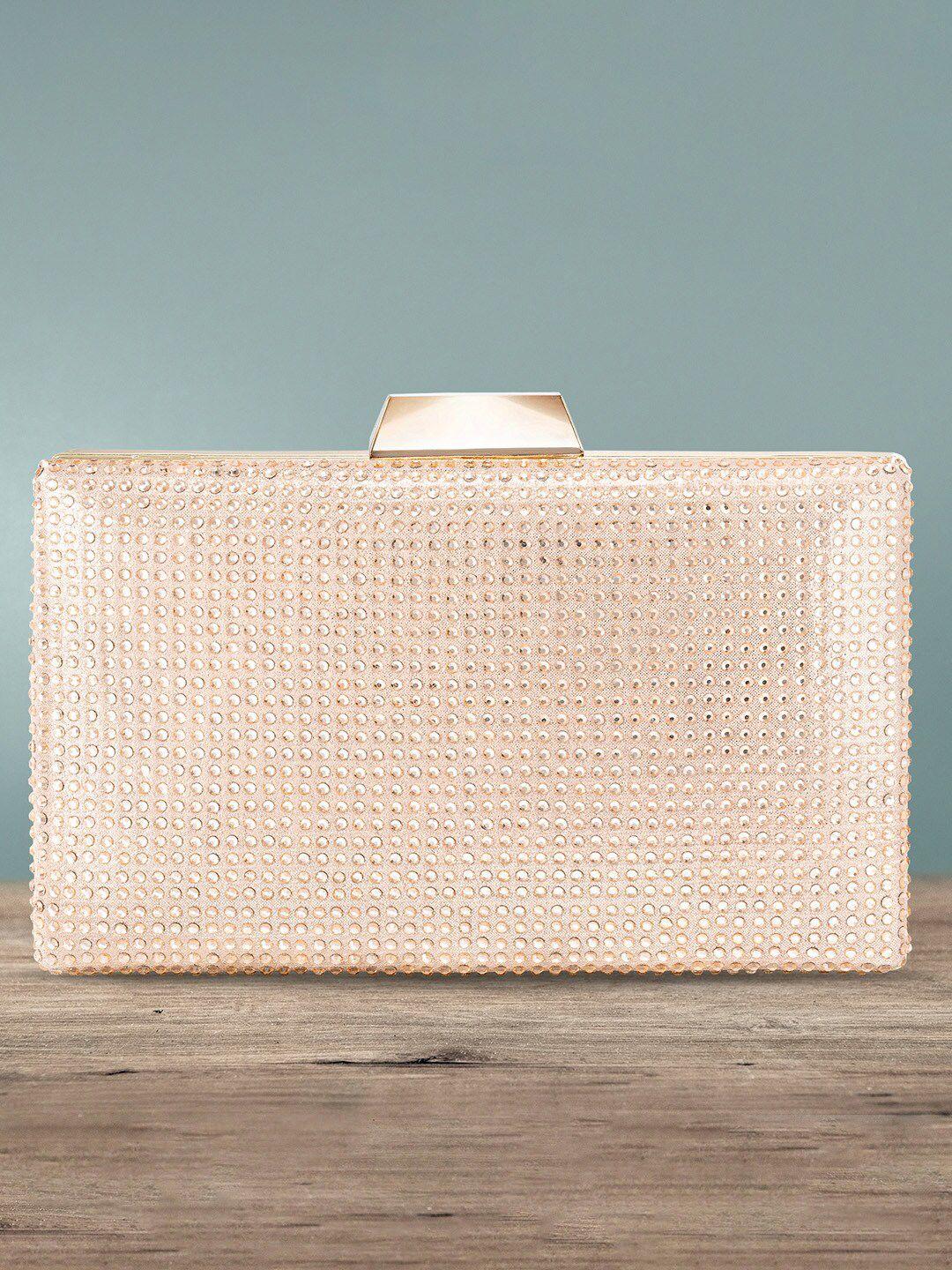 peora rose gold toned embellished purse clutch