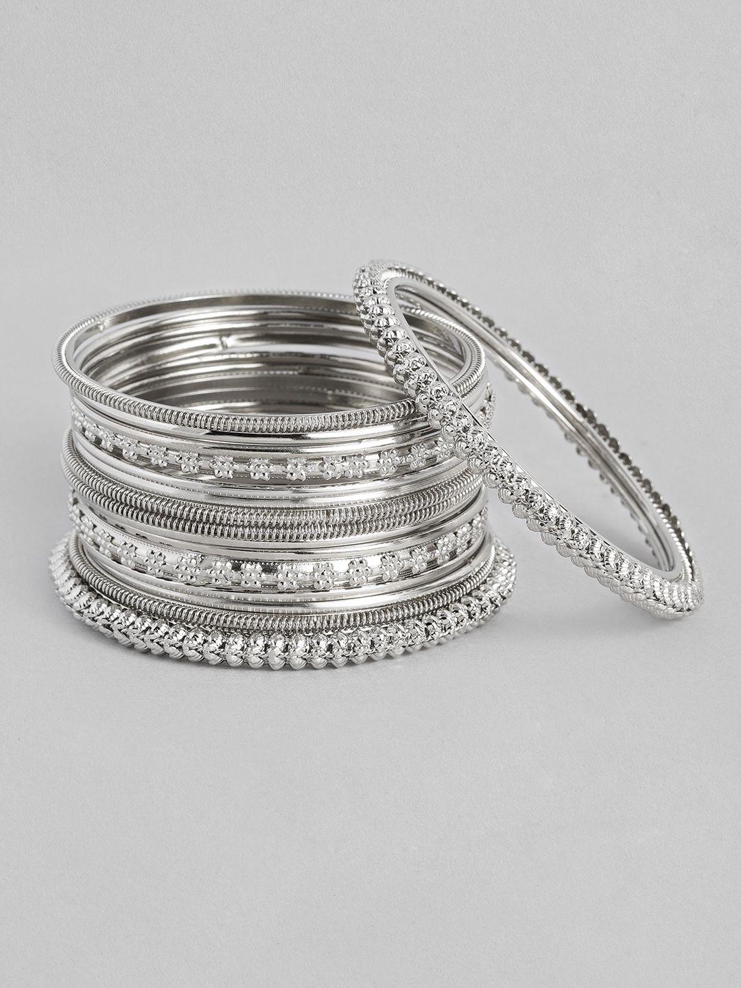 peora set of 16 silver-plated oxidised alloy bangles