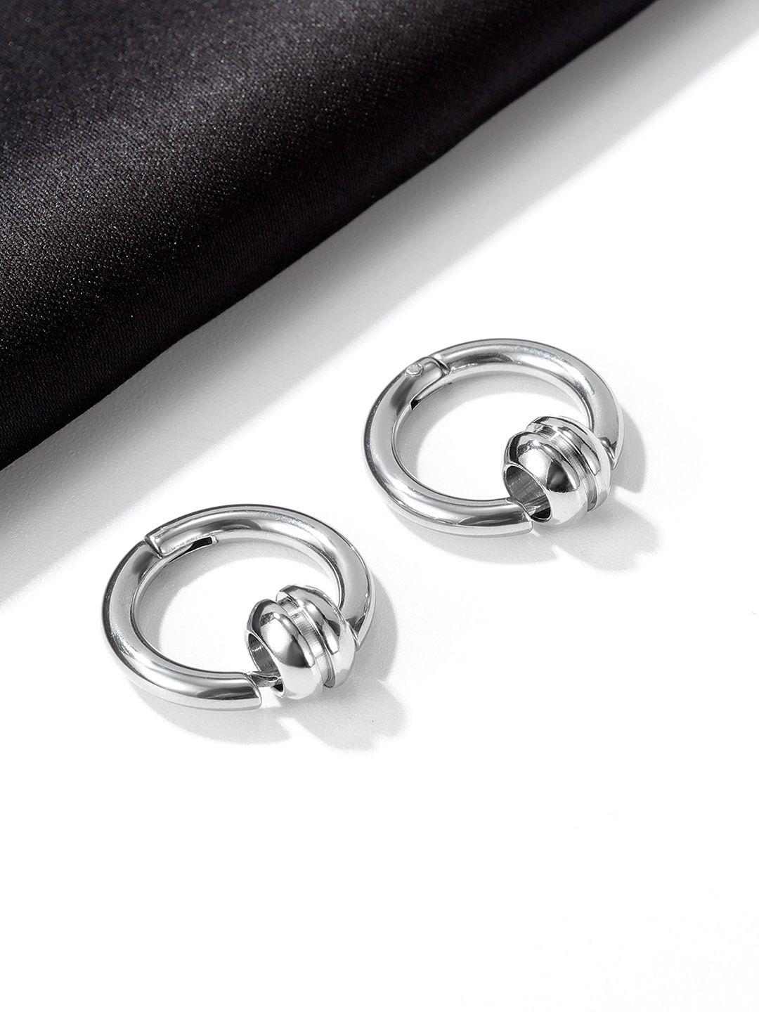 peora silver plated contemporary hoop earrings