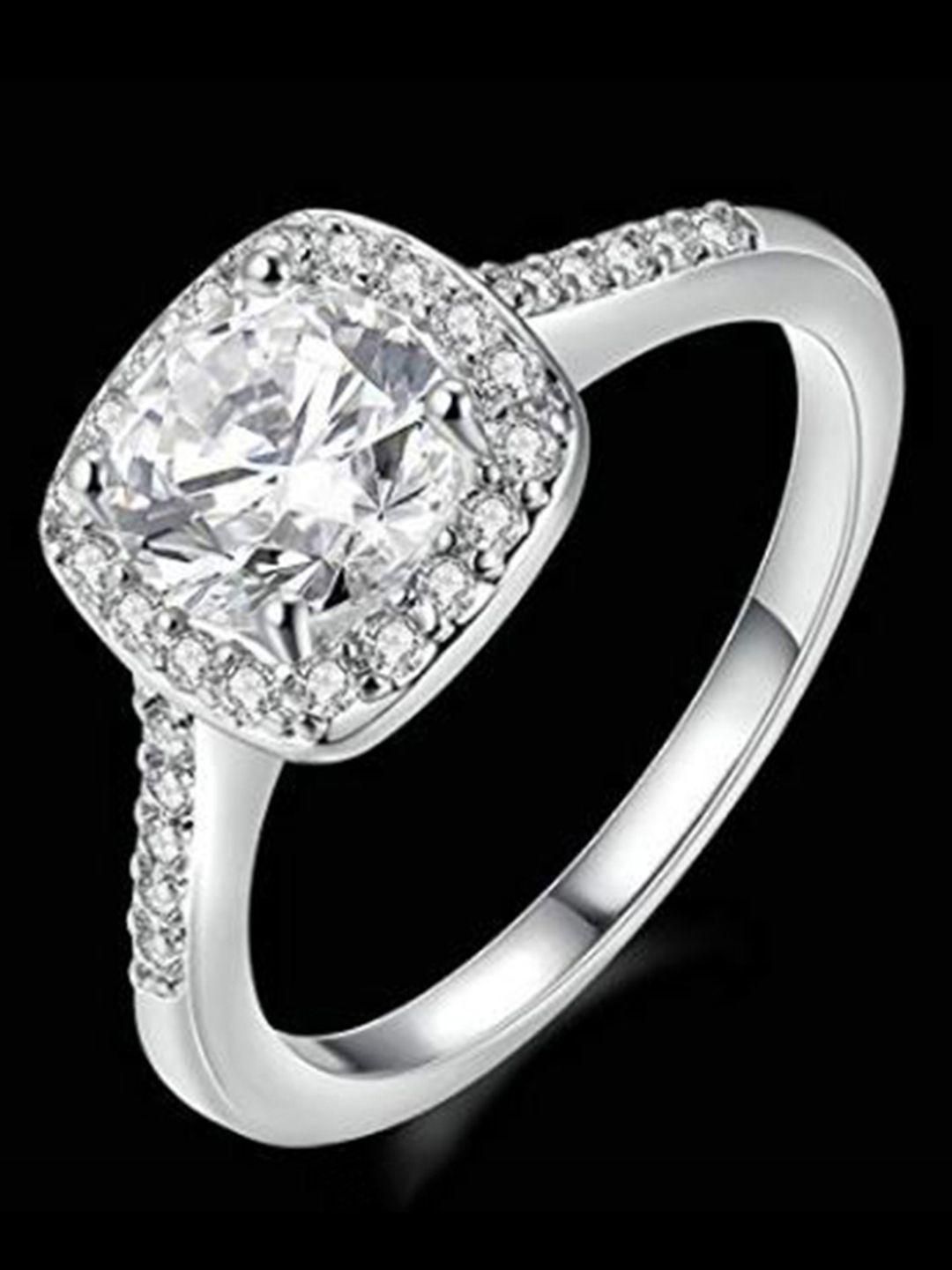 peora silver plated crystal engagement ring