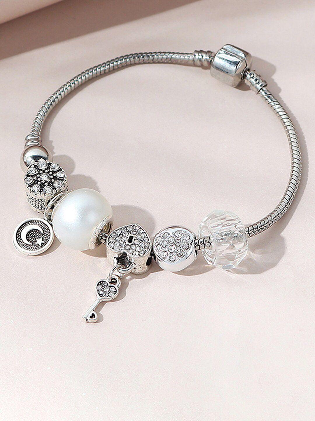 peora silver-plated cubic zirconia charm bracelet