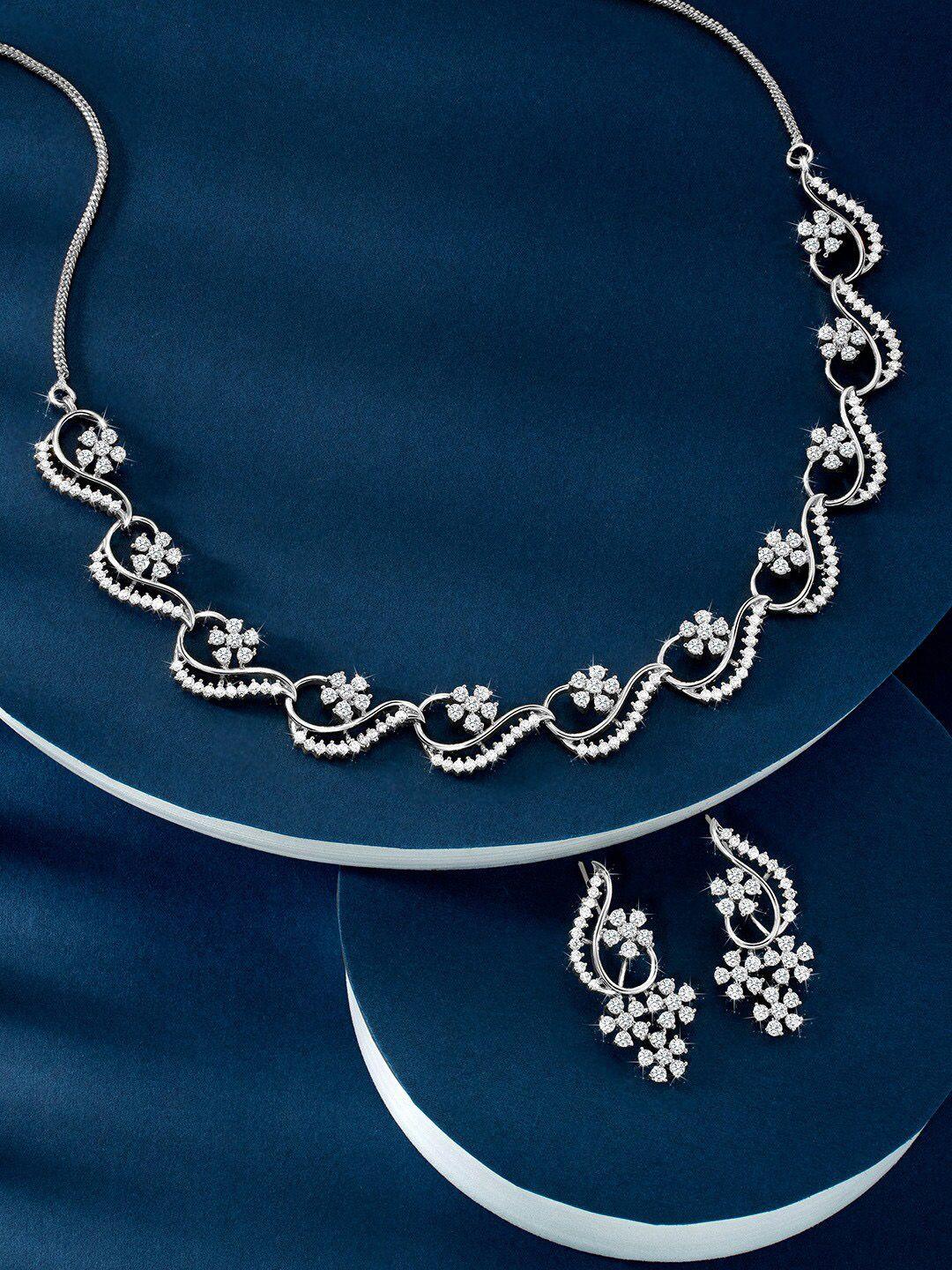 peora silver plated cubic zirconia-studded necklace and earrings