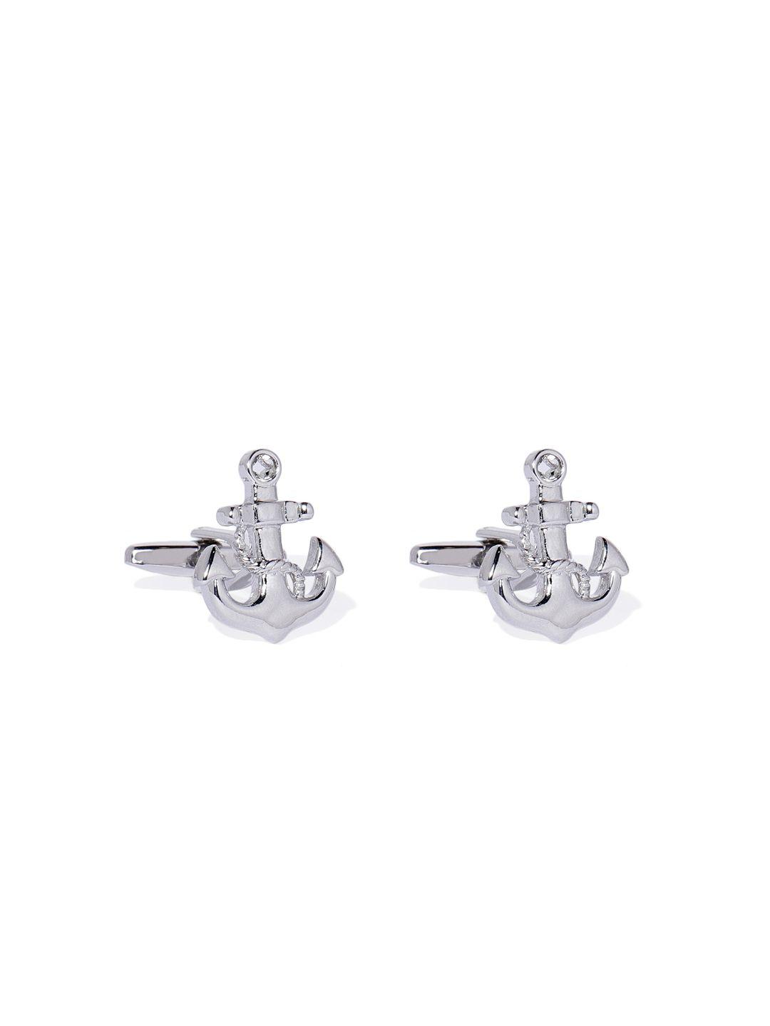 peora silver-plated nautical anchor cufflinks