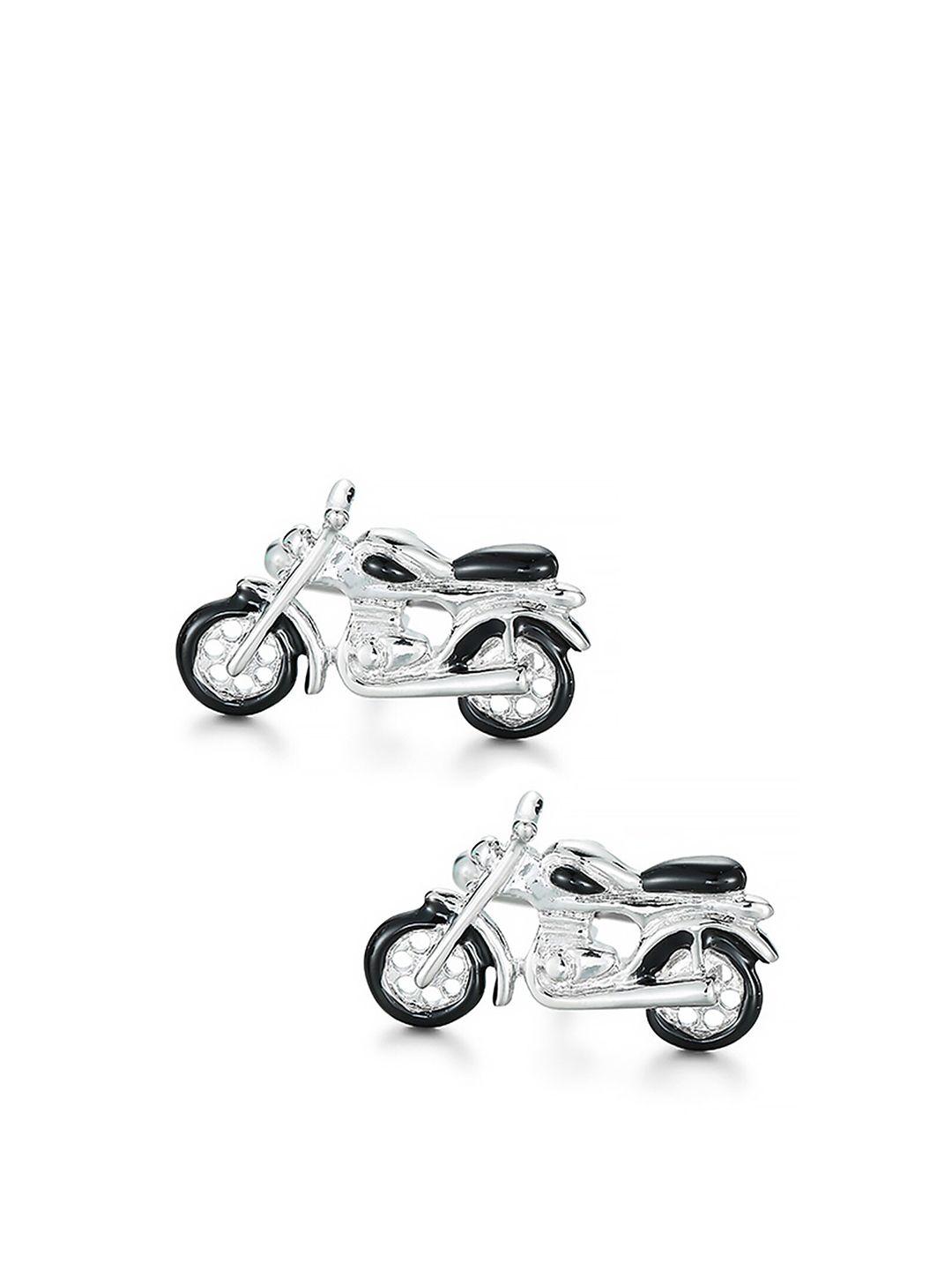 peora silver-plated textured bike design cufflinks set