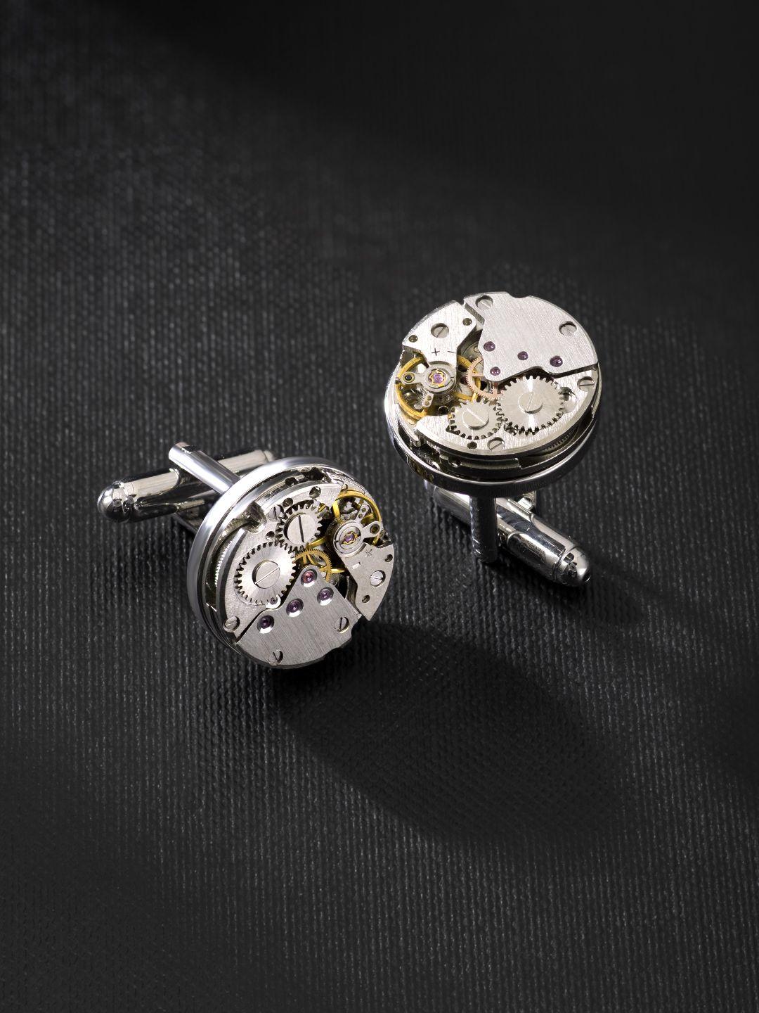 peora silver-toned quirky cufflinks