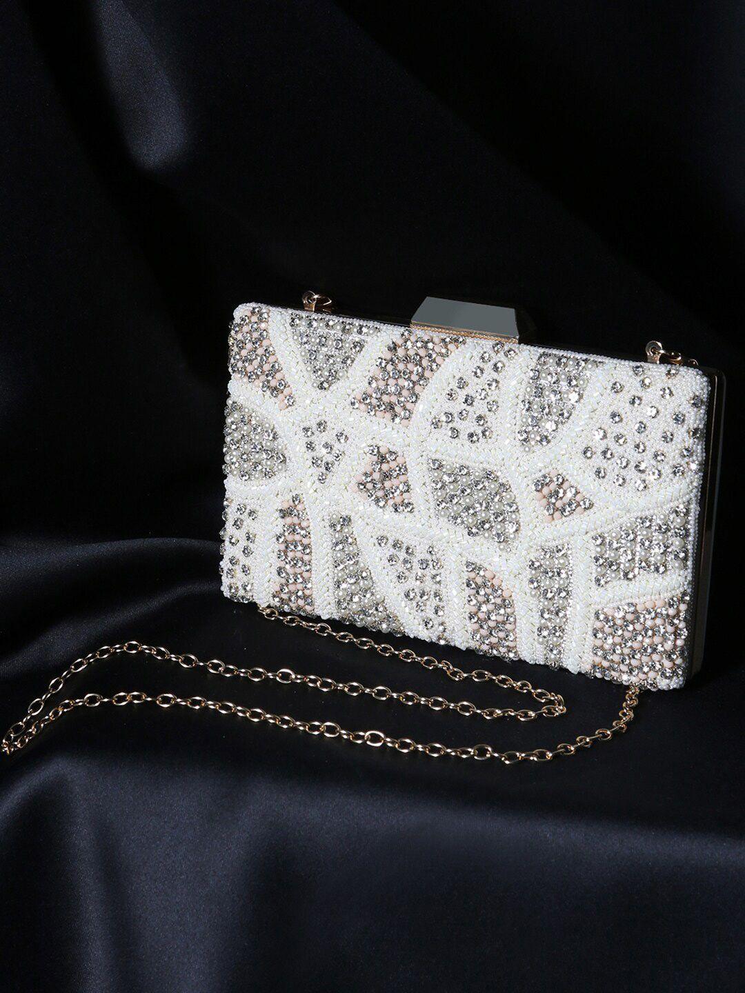 peora white embellished purse clutch