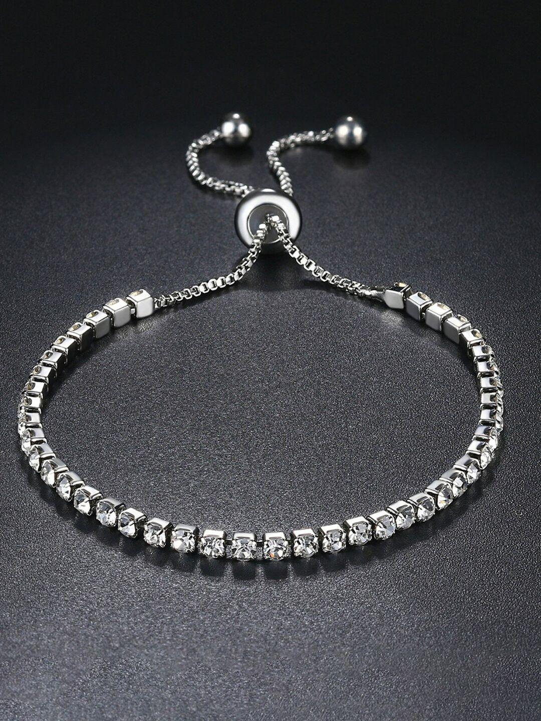 peora women cubic zirconia silver-plated charm bracelet