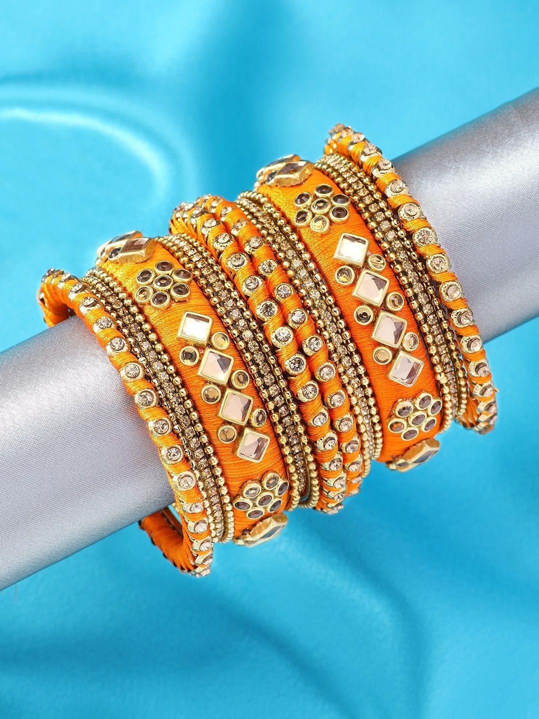 peora women gold-plated & stone-studded bangle set