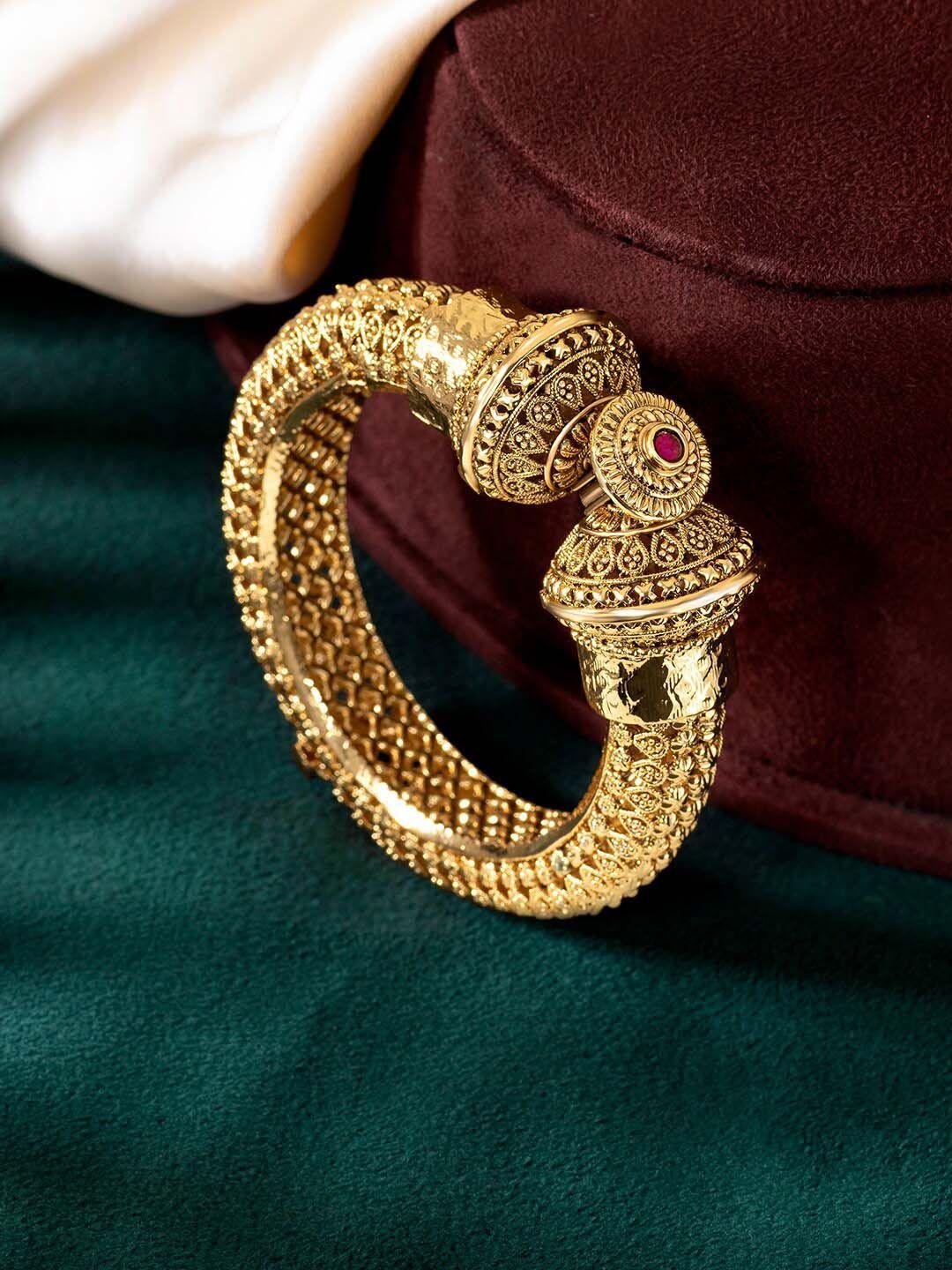 peora women gold-plated american diamond studded kada bracelet