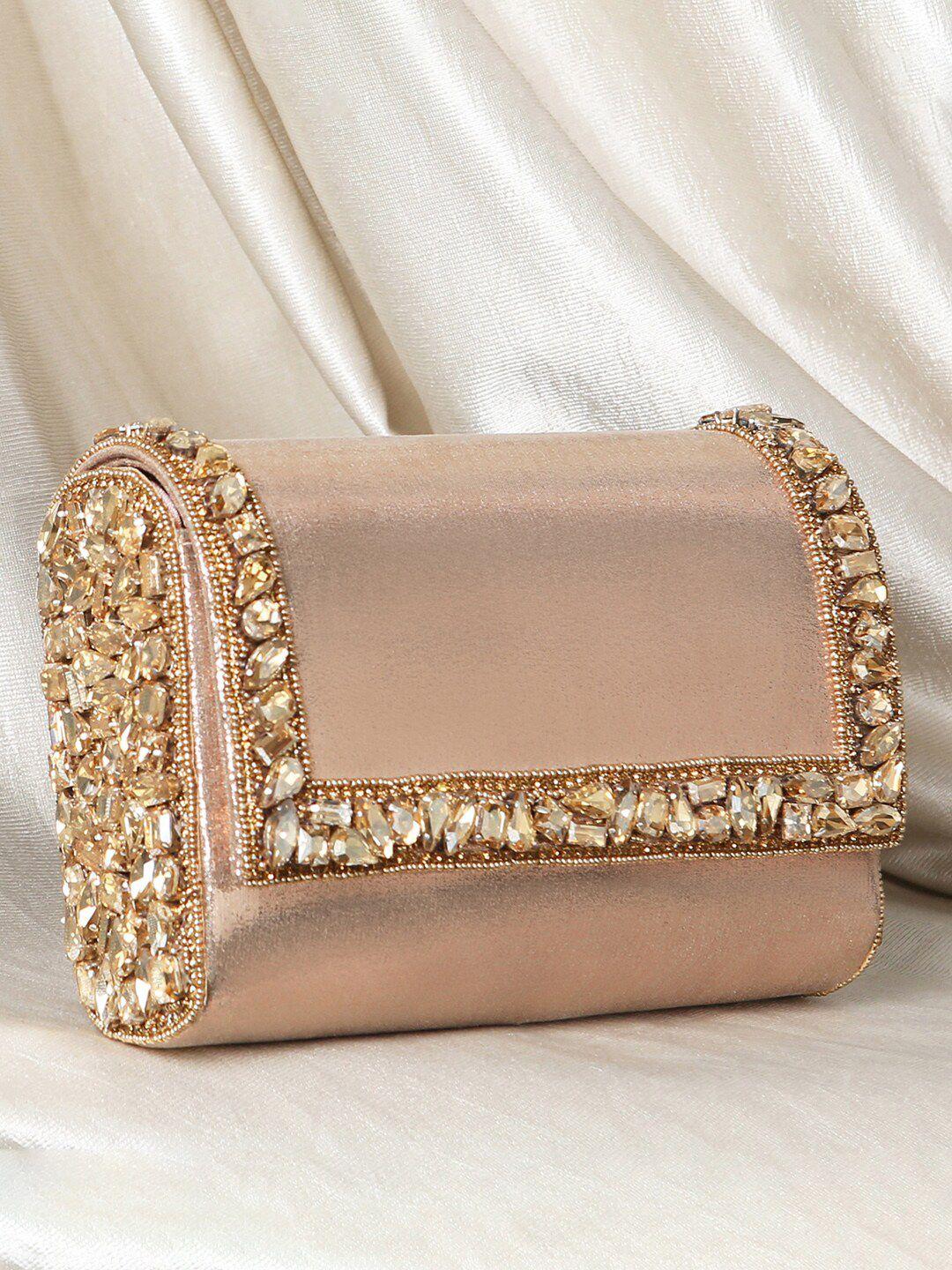 peora women rose gold embellished purse clutch