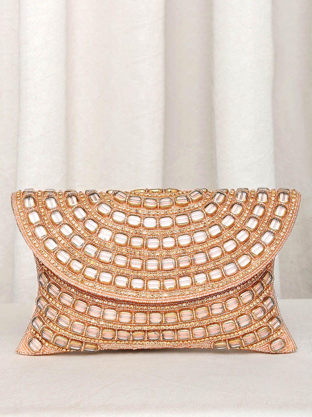 peora women rose gold embellished wedding clutch