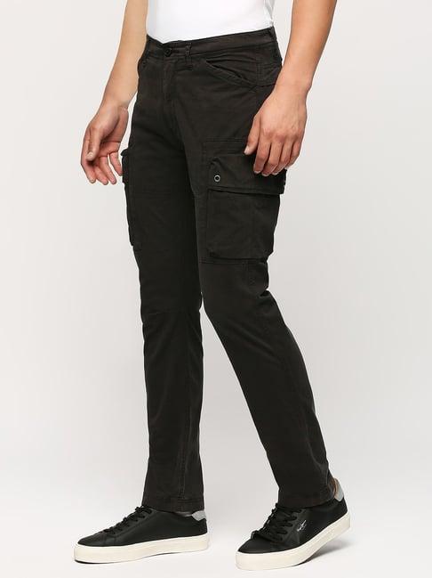 pepe jeans black cotton straight fit cargos