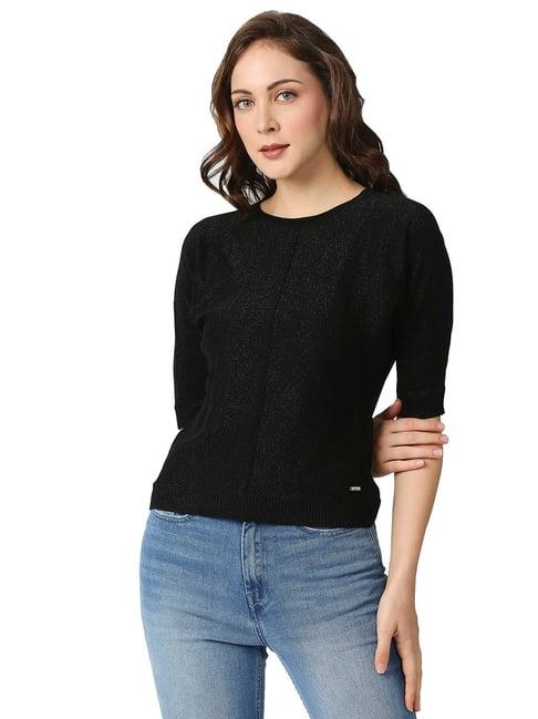 pepe jeans black textured top