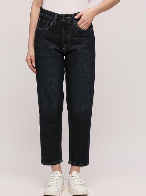 pepe jeans blue cotton high rise jeans