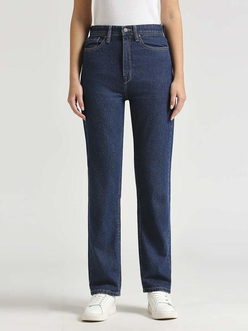 pepe jeans blue cotton high rise jeans