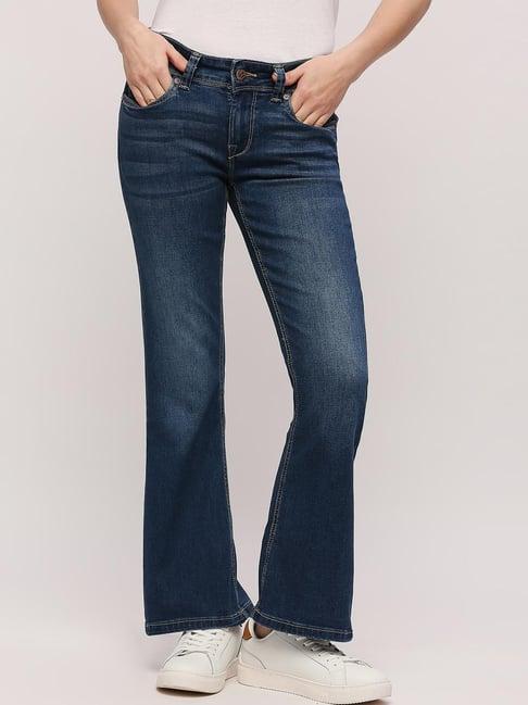 pepe jeans blue mid rise bootcut jeans