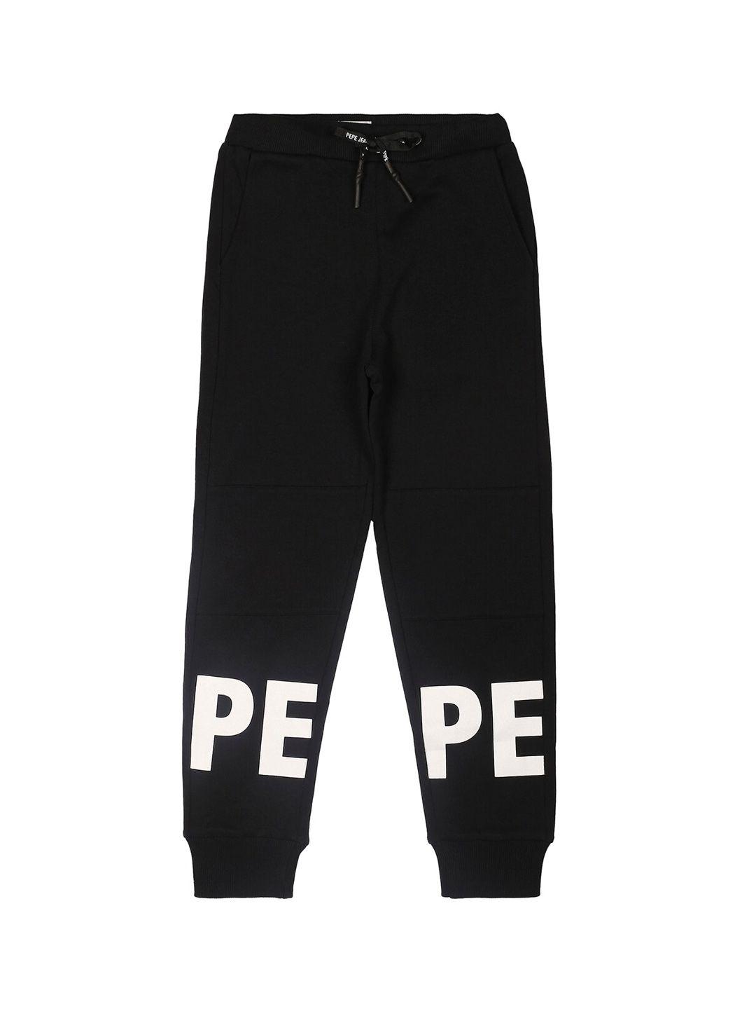 pepe jeans boys mid rise brand logo printed joggers