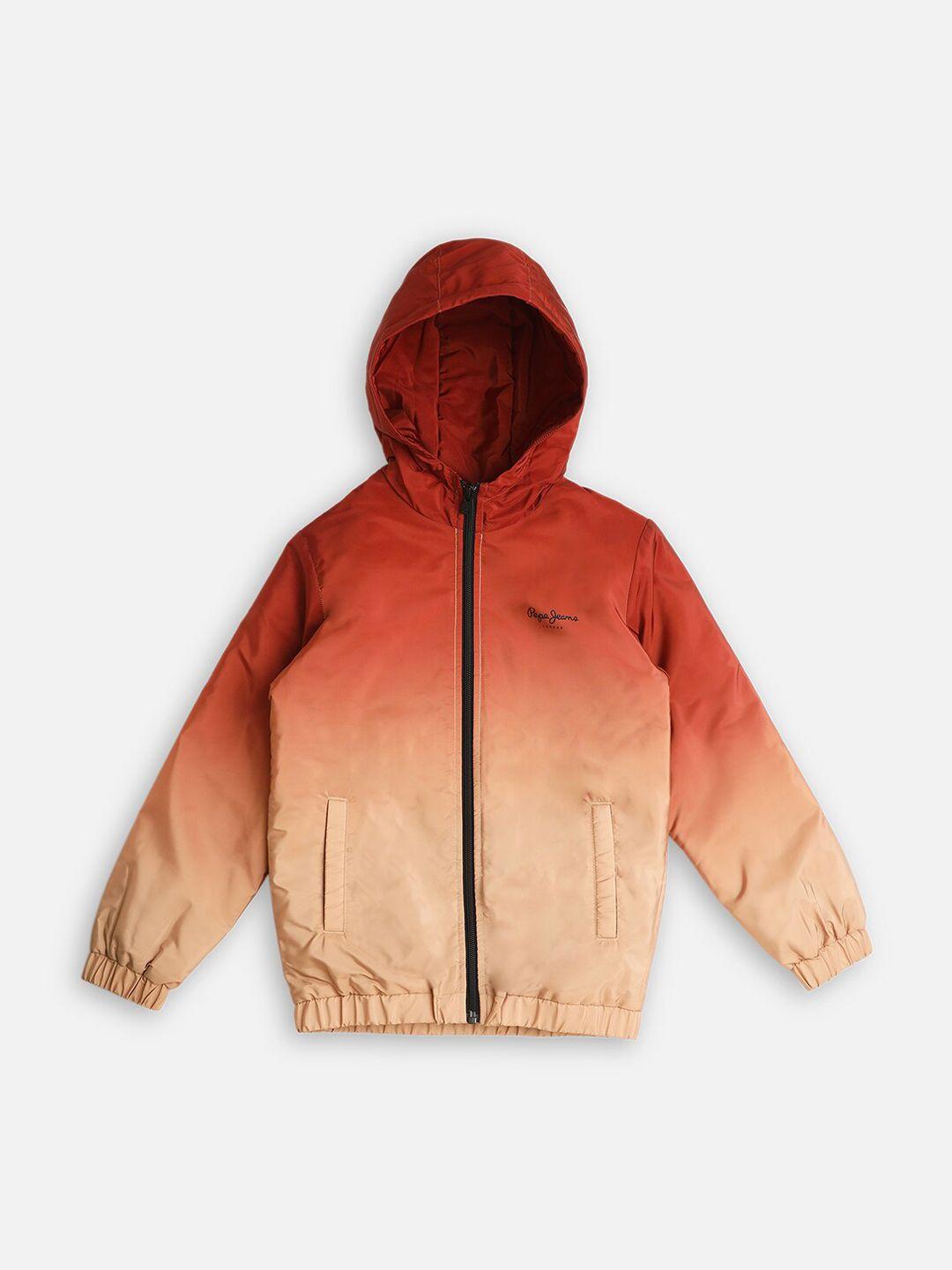 pepe jeans boys ombre dyed hooded bomber jacket