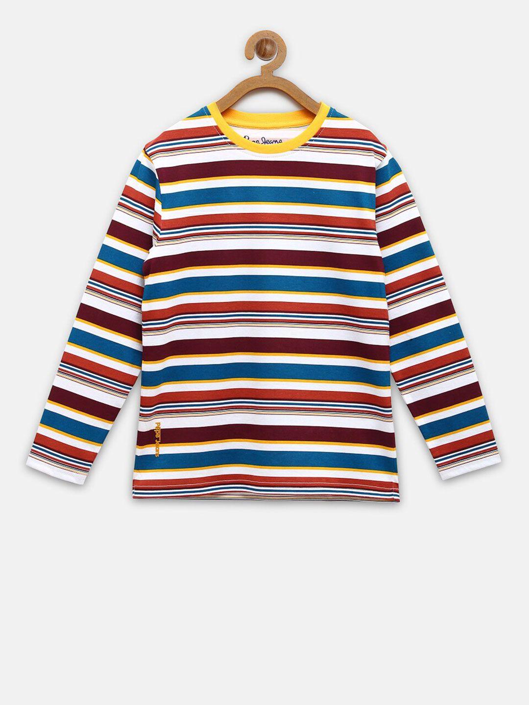 pepe-jeans-boys-red--white-striped-pure-cotton-t-shirt