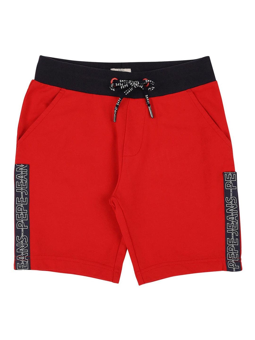pepe jeans boys red printed shorts