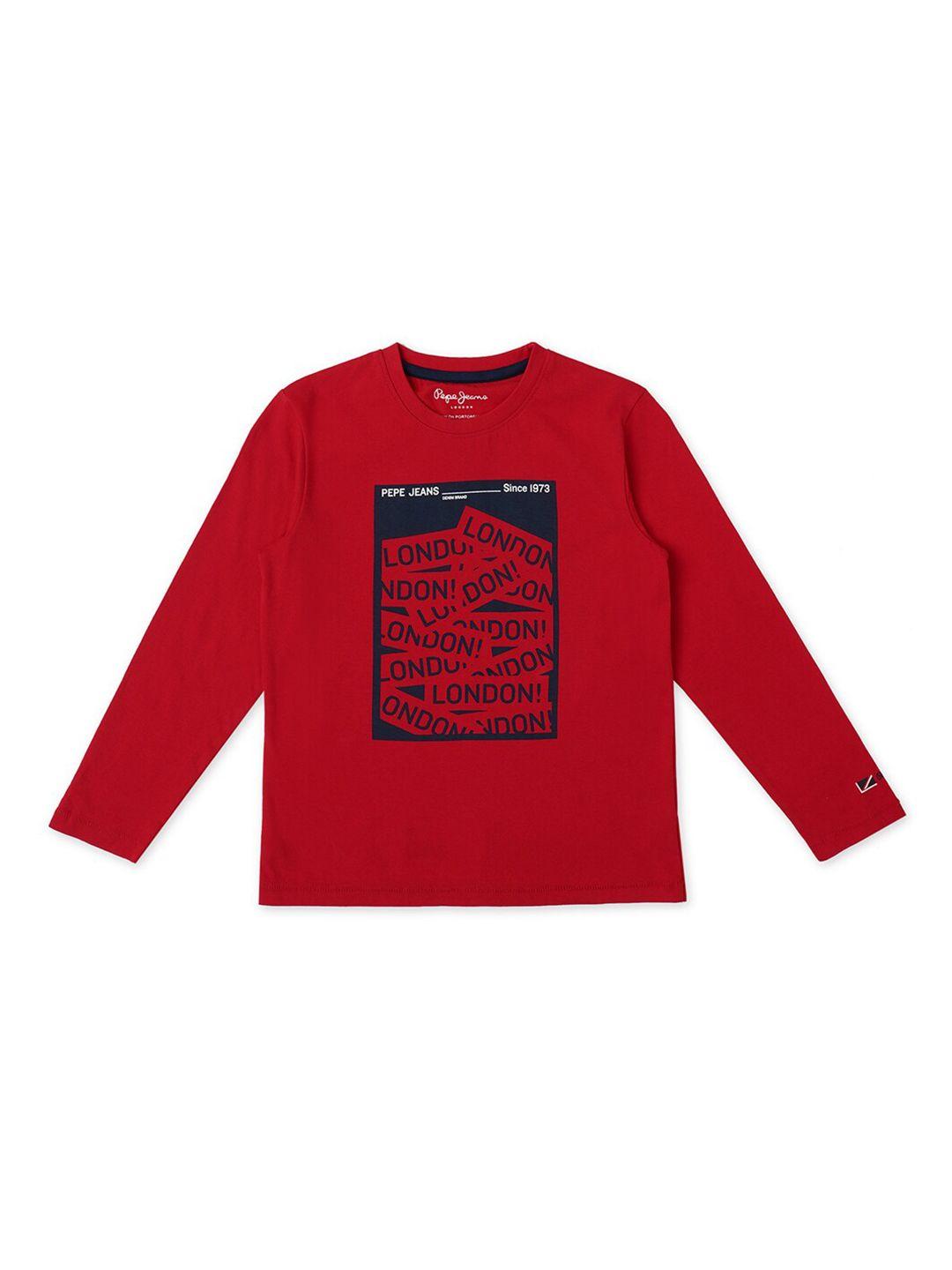 pepe jeans boys red printed t-shirt
