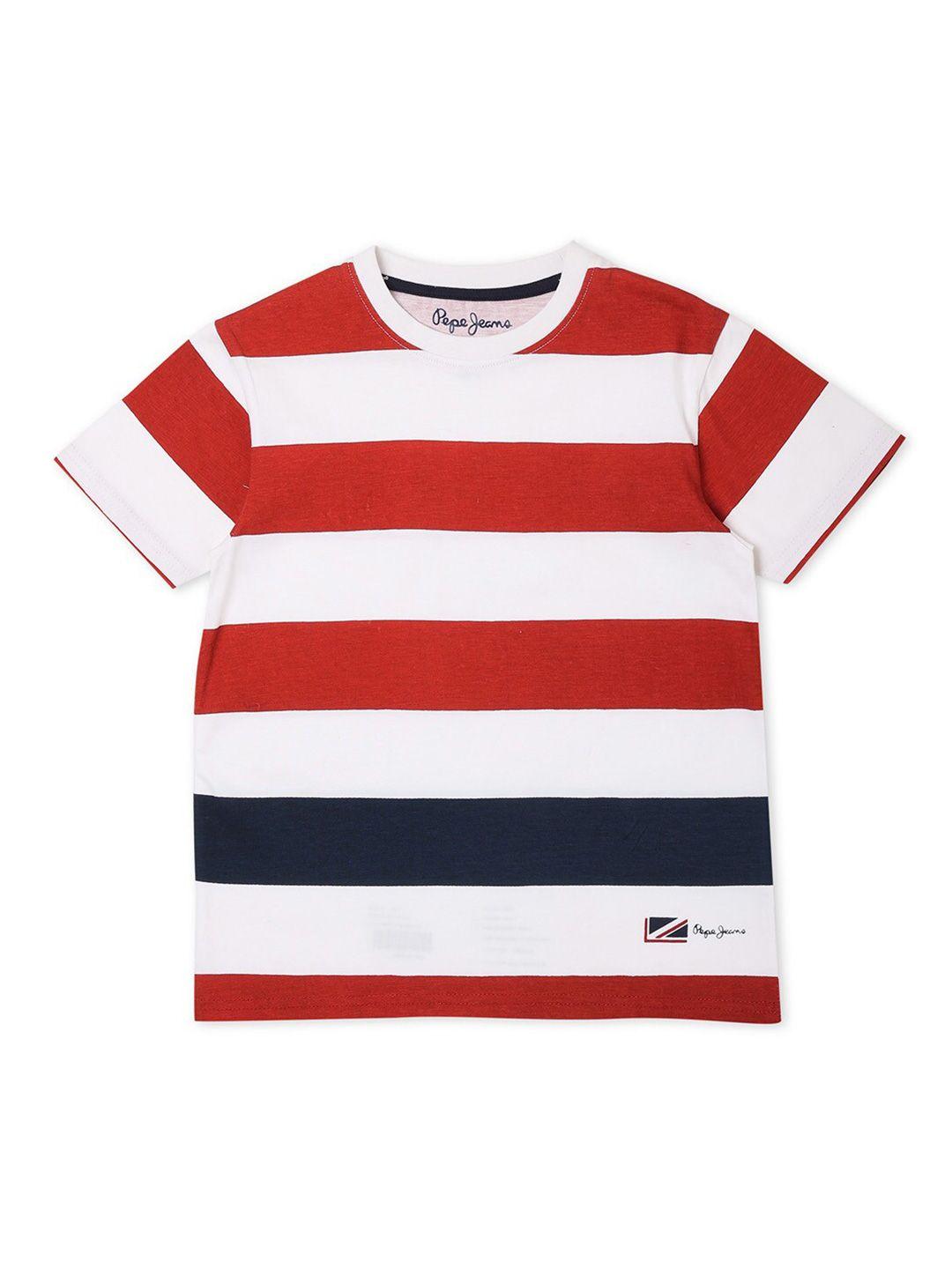 pepe jeans boys red striped t-shirt