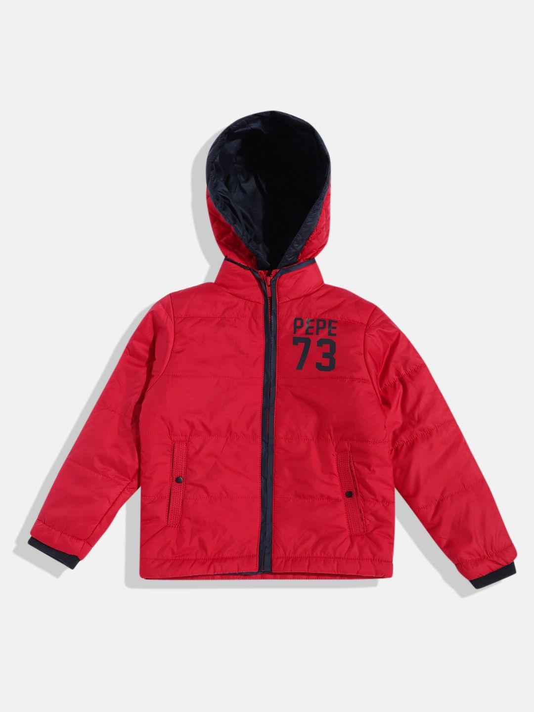 pepe jeans boys solid hooded padded jacket