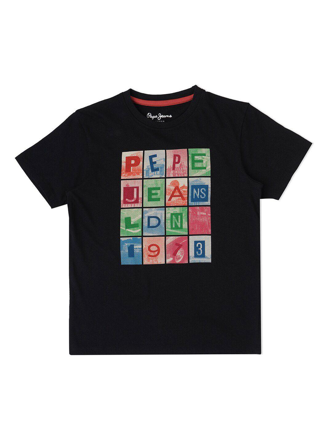pepe jeans boys typography printed cotton t-shirt